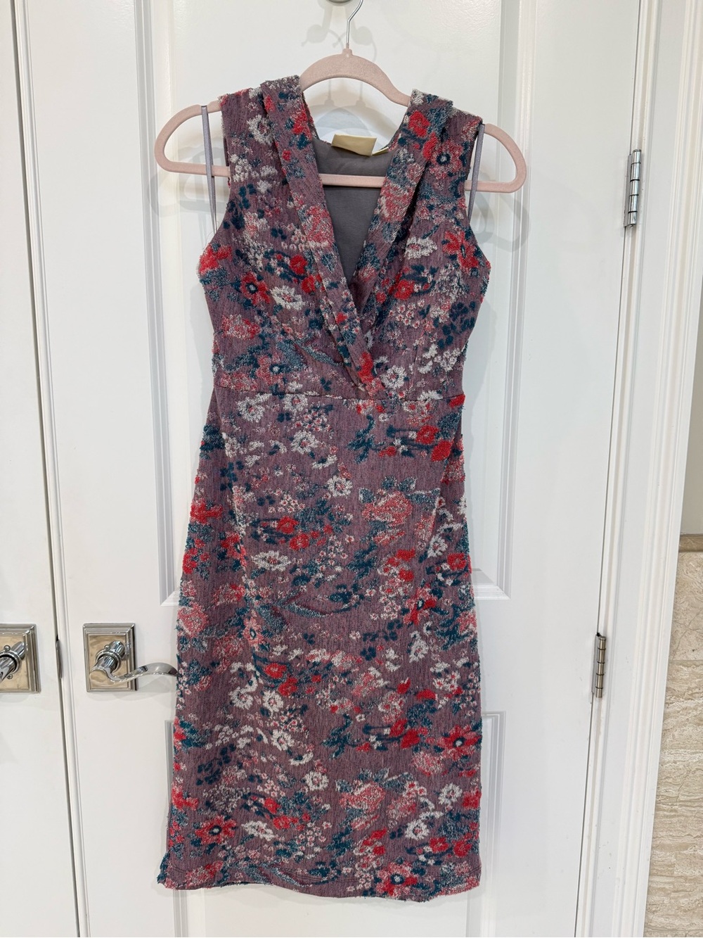 Maeve Mauve Floral Sleeveless V-Neck Midi Dress